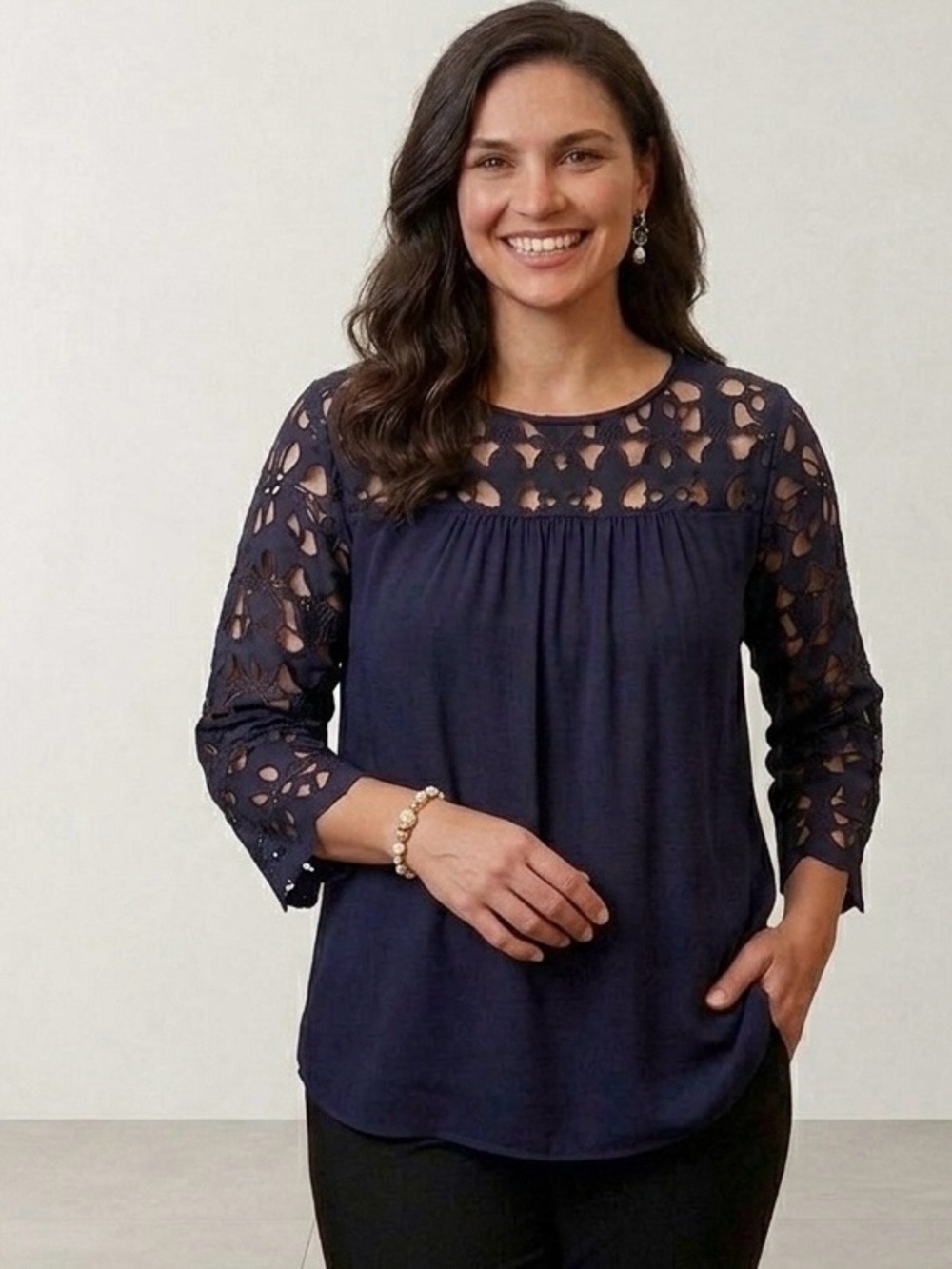 Loft Navy Lace Women's Top